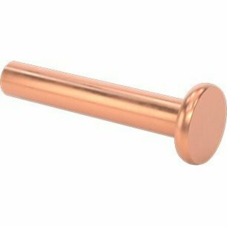 BSC PREFERRED Copper Flat Head Solid Rivets 1/8 Diameter for 0.688 Maximum Material Thickness, 25PK 97440A340